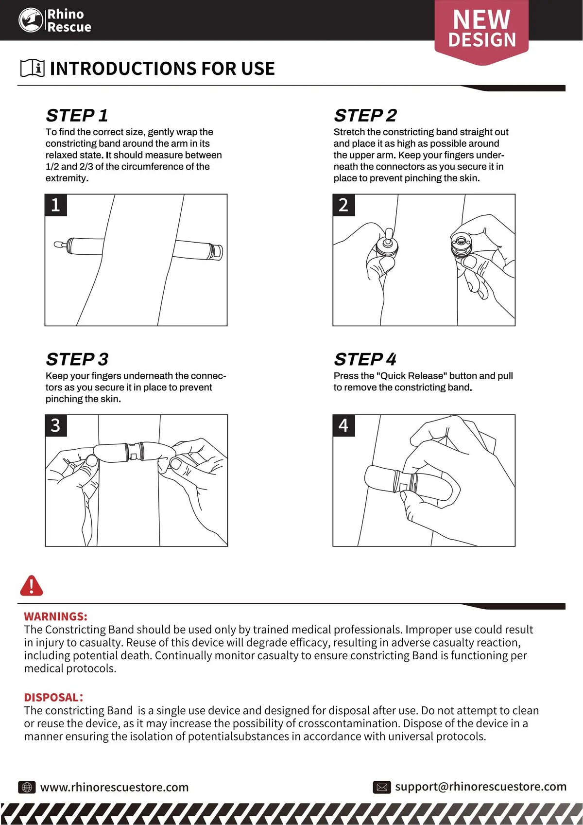 RHINO RESCUE IV Constricting Band – Quick Vein Access for Trauma & Tactical Medical