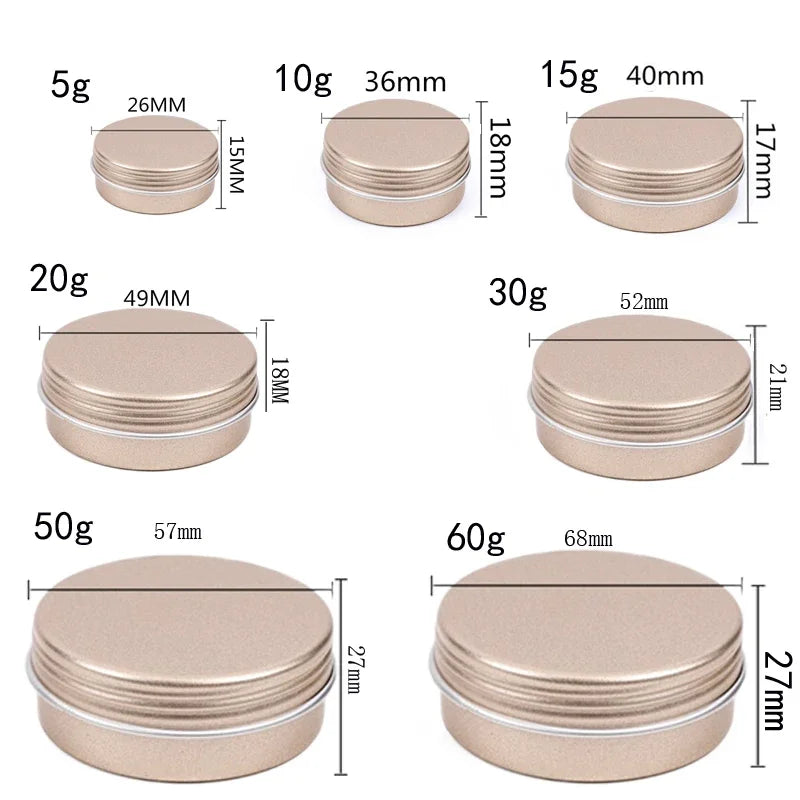 10Pcs 5g-60g Portable Aluminum Tin Jars For Creams Balm Nail Candle Cosmetic Container Refillable Tea Cans Metal Box Candle Jars