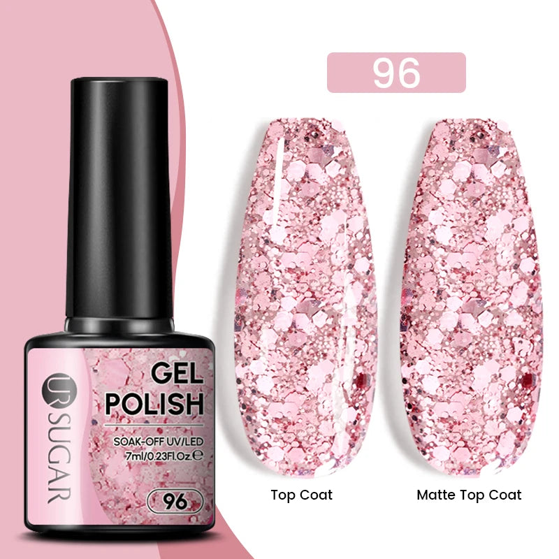 UR SUGAR 7.5ml Reflective Magnetic Gel Nail Polish Glitter Silver Pink Magnet Gel Soak Off UV LED Nail Manicure Varnish UV Gel