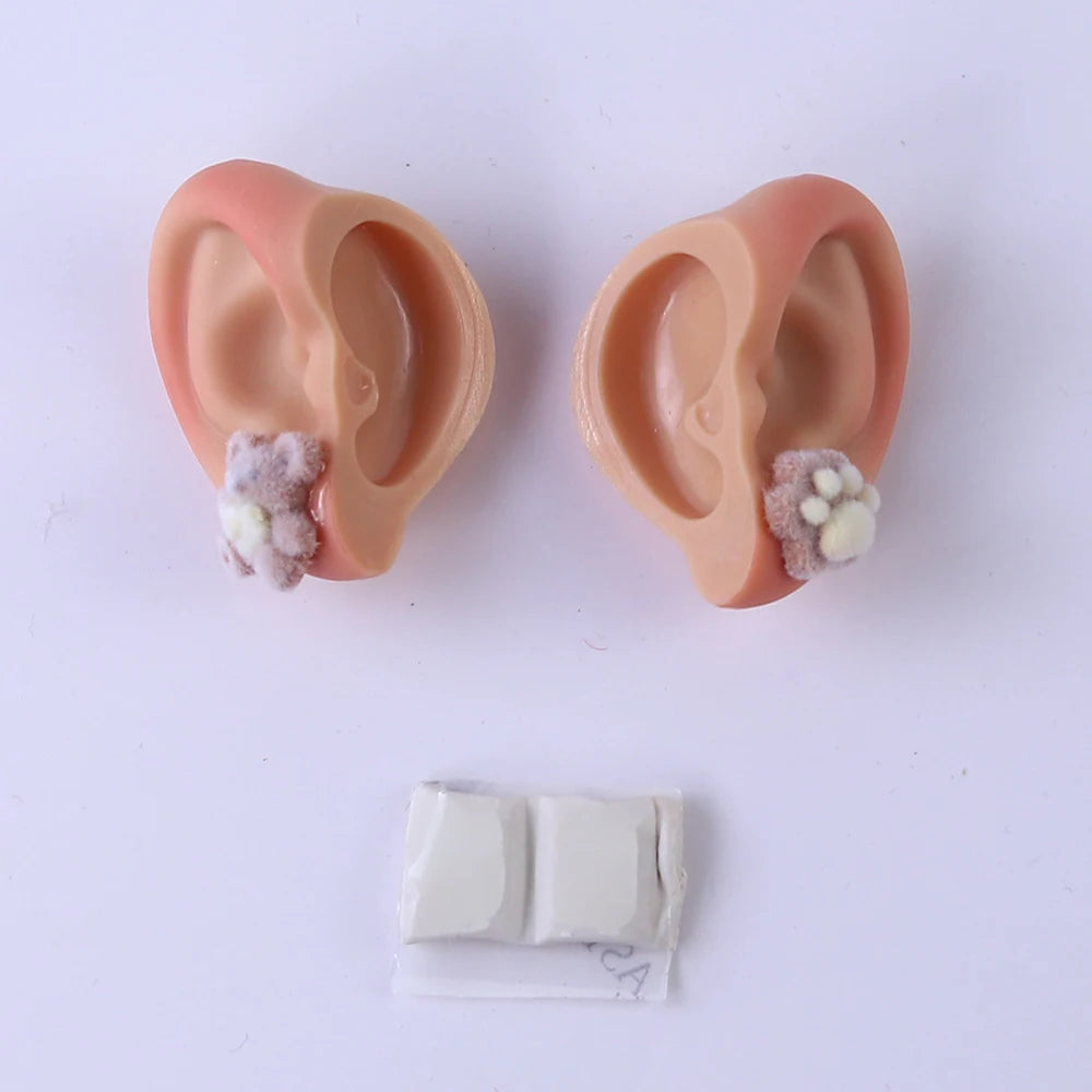 Blyth 1/6 Doll Ear: Hand-painted Ears with Rhinestone Texture and Openwork Design DIY Accessories for 30 cm Dolls