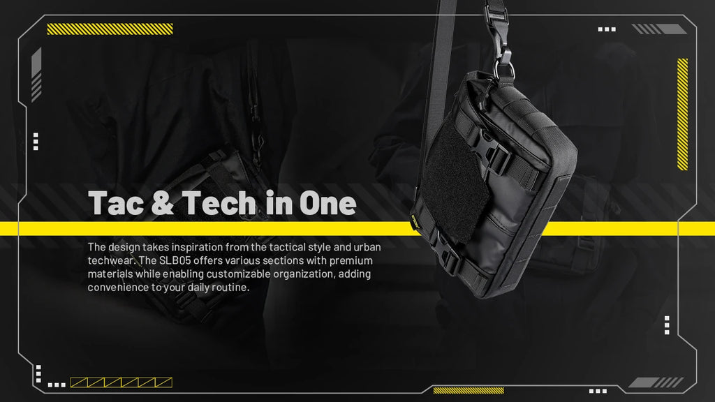 NITECORE SLB05 Sling Bag Handbag Waterproof 2L Large Capacity 600D Nylon Fabric