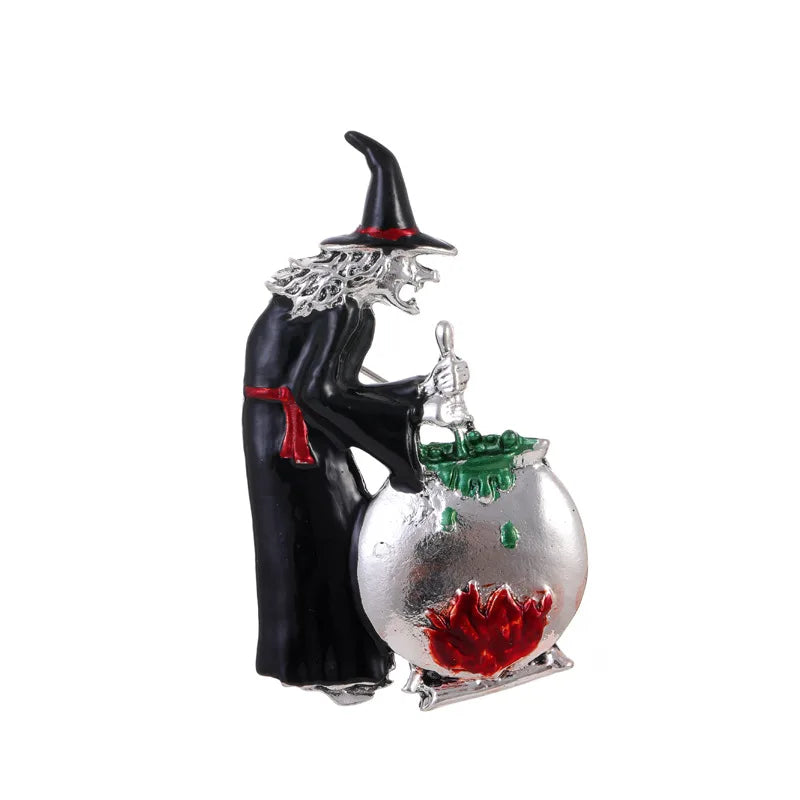 Halloween Witch Hat Brooch Terror Ghost Wizard Pin Metal Rhinestones Accessories For Men And Women Jewelry Gifts Wholesale