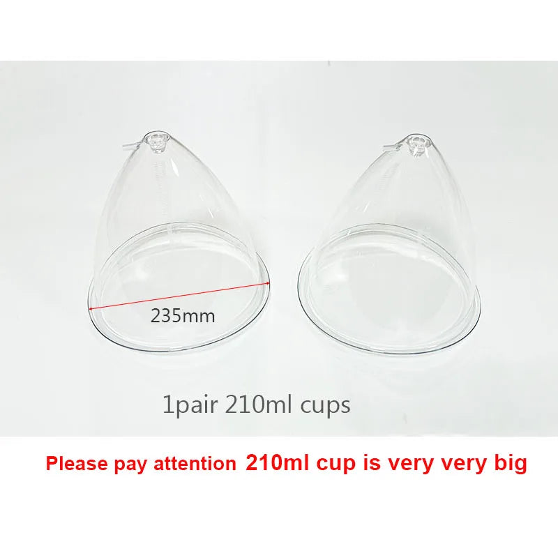 1 Pair 120/150/180/210ml Hip Lifting Vacuum Cupping Breast Enlargement Buttock Enhancer Massage Machine Replacement Cup Y Hose