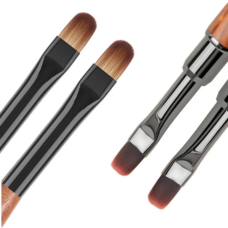 2PCS Sandalwood Handle Nail Drawing Brushes For Manicure Lines Painting Gradient UV GEL Extension Builder Drawing Pen