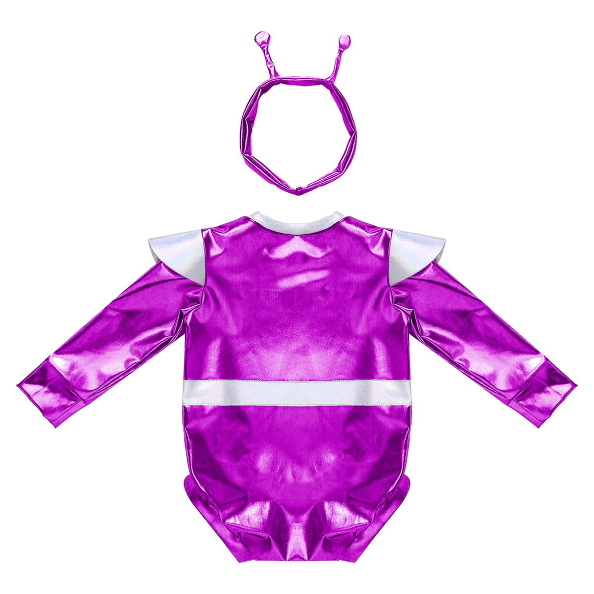 Little Boys Girls Halloween Theme Party Metallic Shiny Alien Rompers Space Robot Astronaut Dress Up Jumpsuit Photography Costume