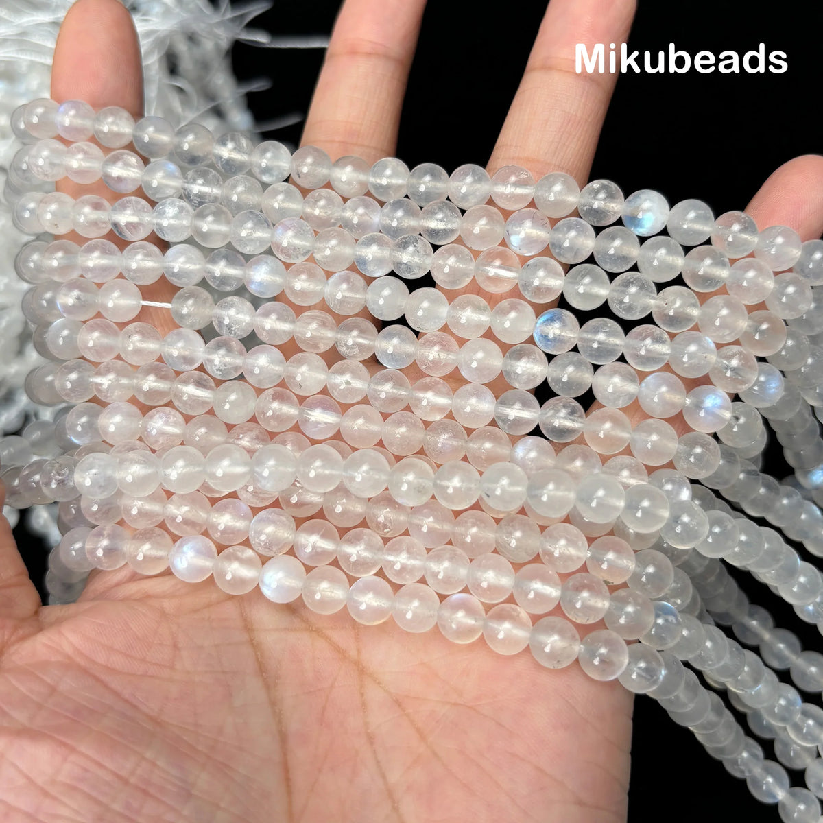 Natural Rainbow Moonstone A+ 6mm Smooth Round Loose Beads For Making Jewelry DIY Necklace Strand Wholesale Mikubeads
