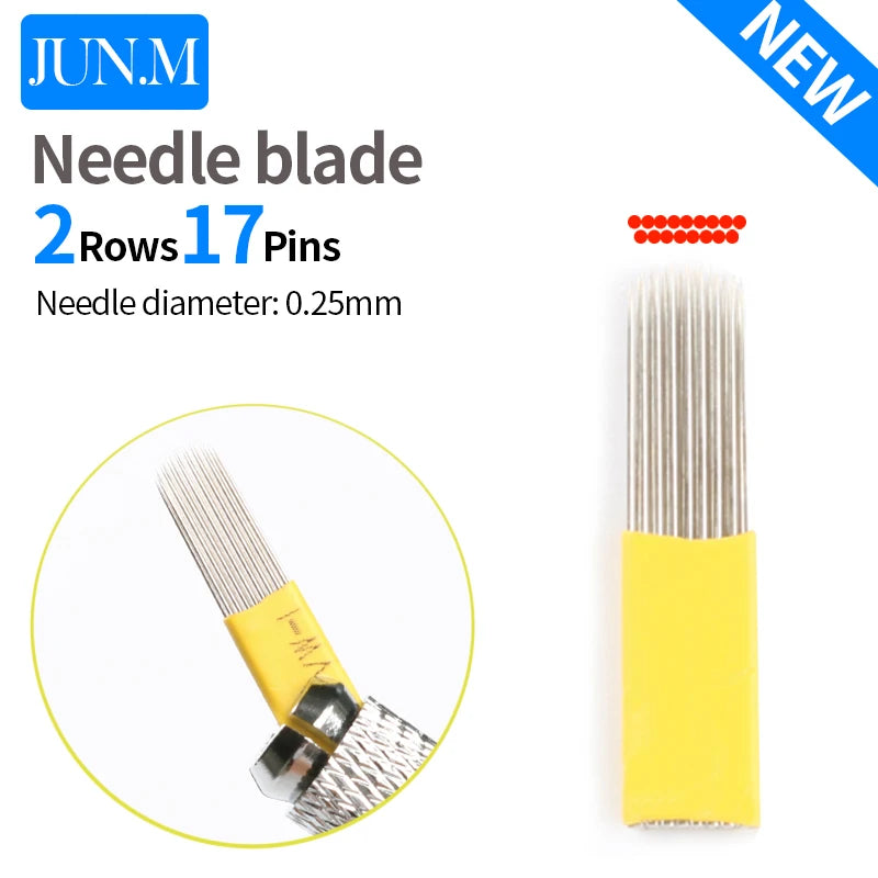 10/50/100pcs Microblading Eyebrow Needles 2row 15 17Pin Tattoo Blade Needles For Manual Pen Pigment Eyebrow  Lip Makeup Supplies
