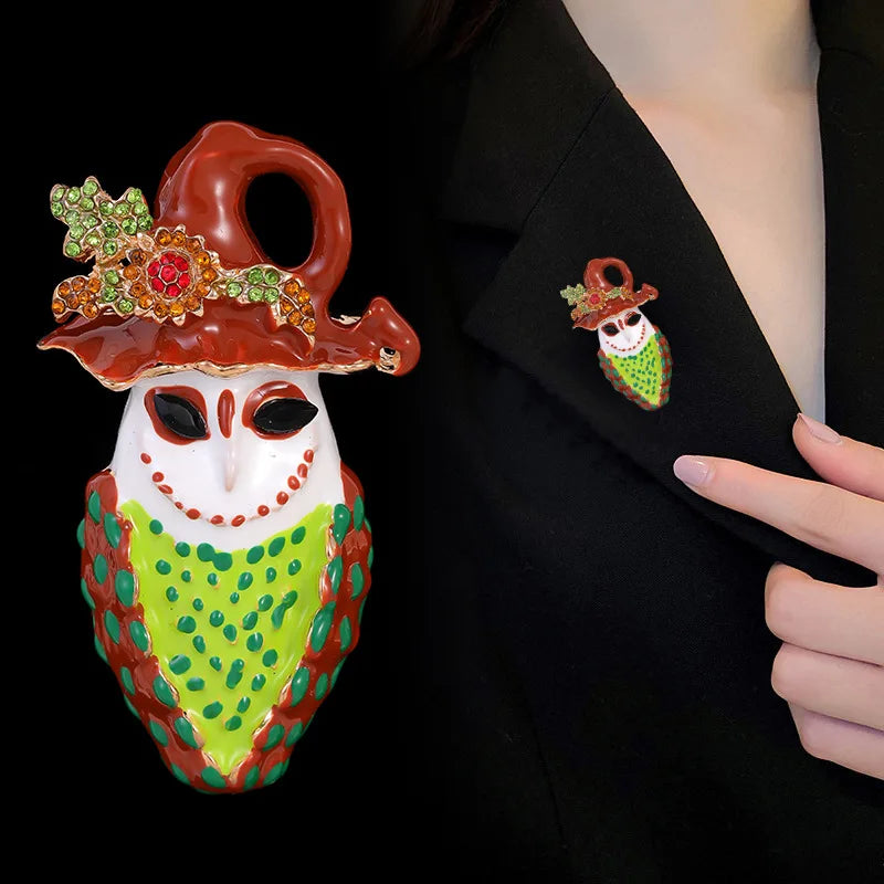Halloween Witch Hat Brooch Terror Ghost Wizard Pin Metal Rhinestones Accessories For Men And Women Jewelry Gifts Wholesale
