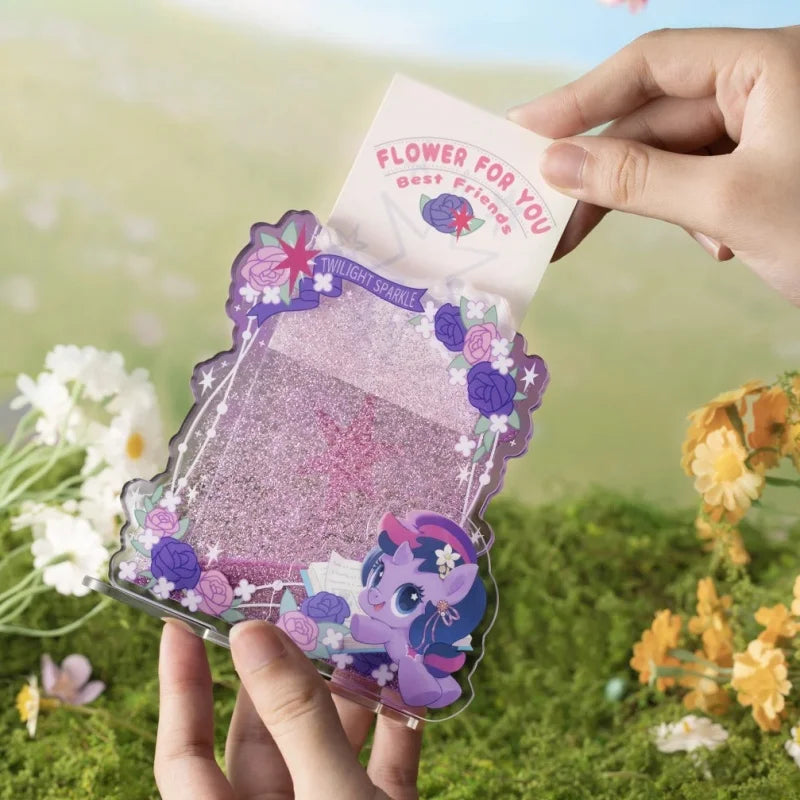 KAYOU Genuine New My Little Pony Magic Garden Series Q Edition Acrylic Flowing Sand Standing Brand Anime Peripheral Gift