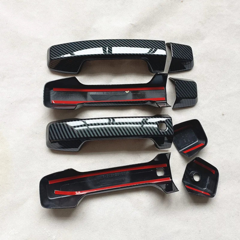 For Mitsubishi Triton L200 LC MV 6th 2023 2024 2025 2026 Accessories Door Handle Cover Trim Plastic Imitation Carbon Fiber