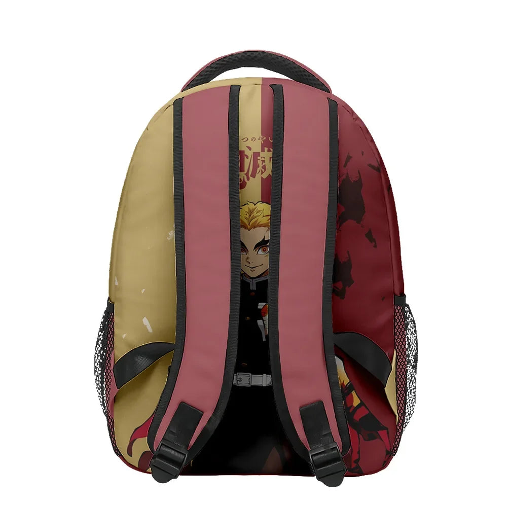 New Anime Peripheral Demon Slayer 3D School Backpack Lunch Bag Pencil Case 3-Piece Set Printed Holiday Gift for Students Gift