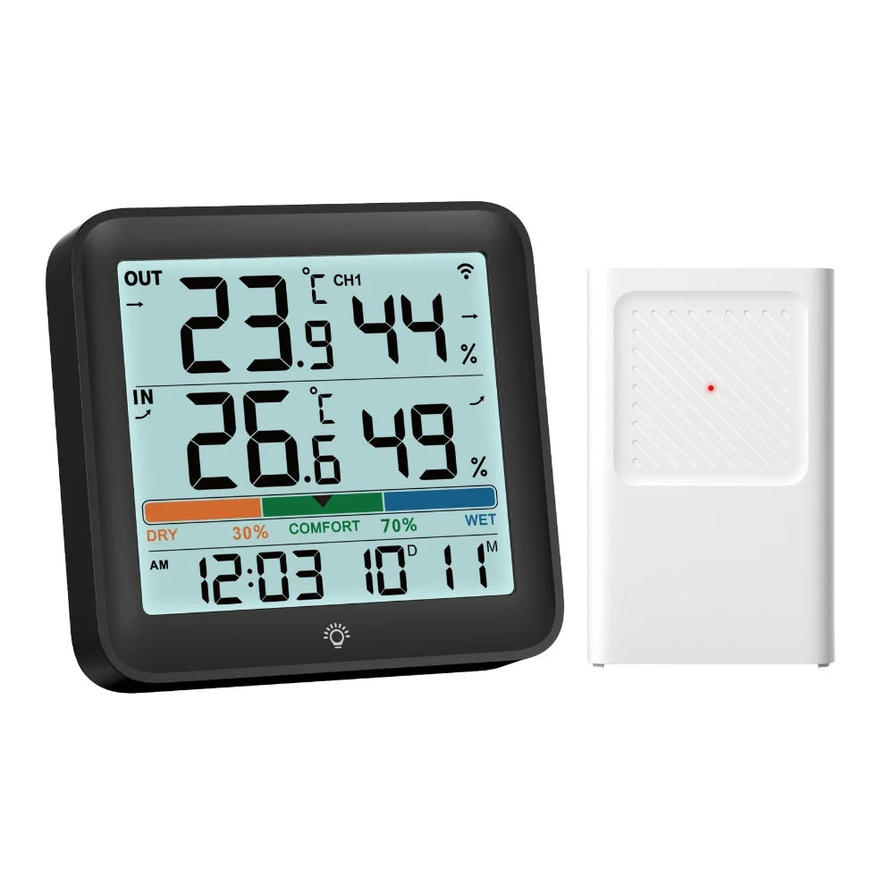 Digital Thermometer Hygrometer with Remote Indoor LCD Temperature Humidity Meter Room Sensor High Accuracy Home Thermometer