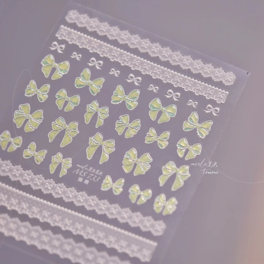 1pcs 5D Shell Light Nail Stickers Fashion Gold Border Love Heart Bowknot Moon Star Art Decal High Quality Manicure Decorations