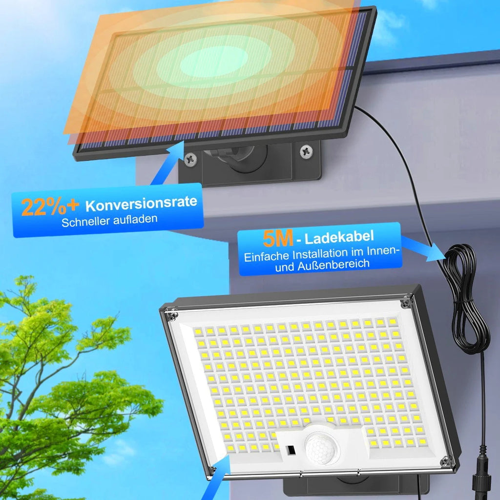 600W 344LED Outdoor Solar Led Lights 3 Modes Motion Sensor Solar Flood Lights Waterproof Security Lights Exterior Solar Lamp