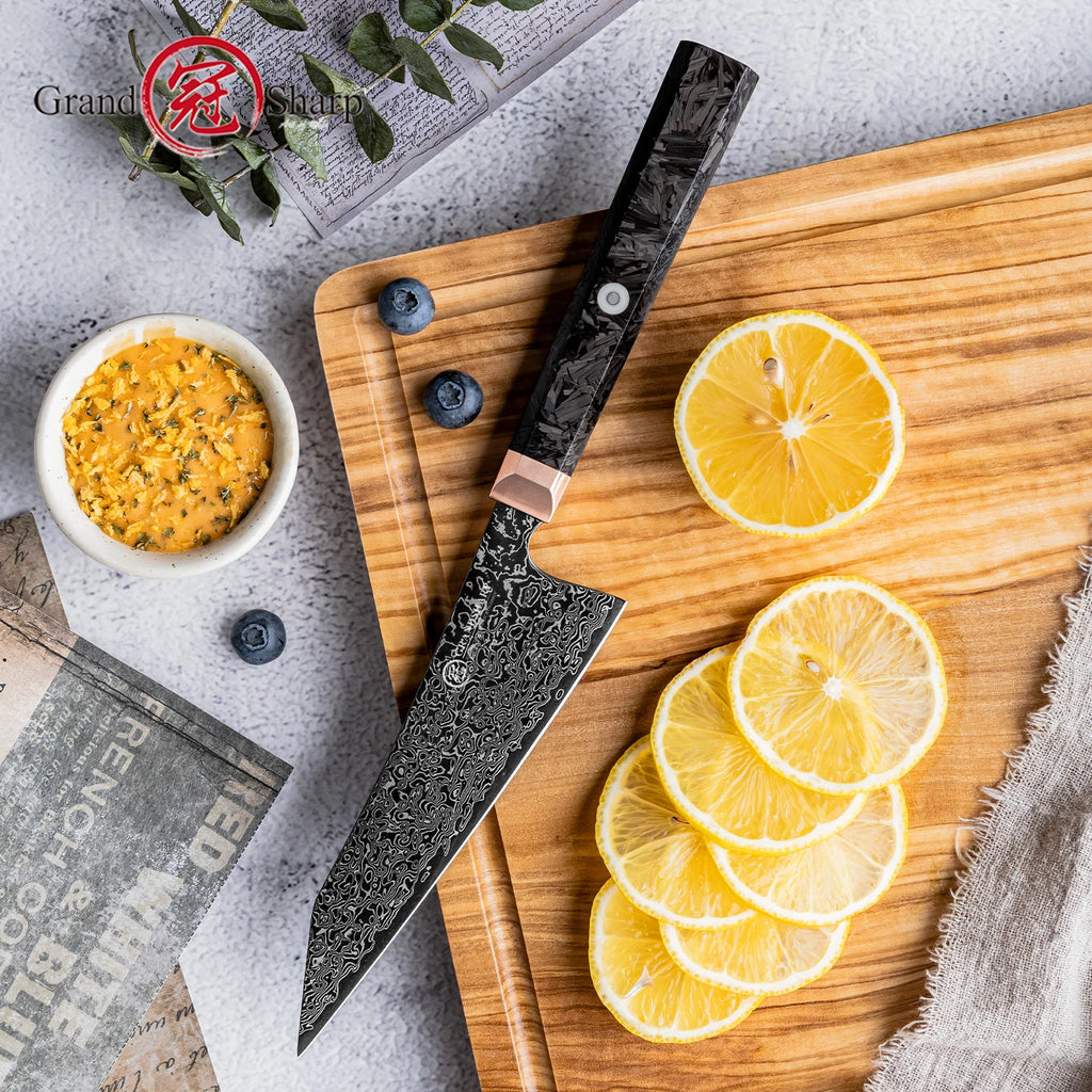 Grandsharp 5.4 Inch Bunka Knife 67 layers Damascus Steel Sharp Blade Kitchen Tool Cook Knives Meat Slicer Cooking Cutter