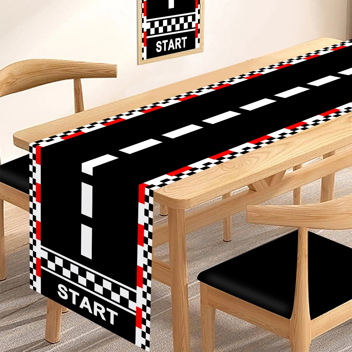 1pc Racing Car Birthday Party Table Cover Polyester Table Runner for Birthday Party Kitchen Home Decor