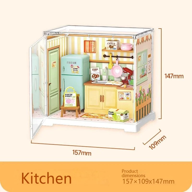 Mini Building Blocks DIY House Kit, Micro-Scale Scene Models Creative Gift for Women, Super World Tiny Craft