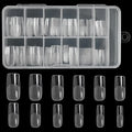 Square Nail Tips 120 PCS Artificial Full Cover Soft Clear Gel Tips 12 Sizes Sharp False Nails for Nail Extension