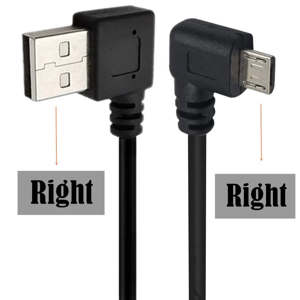 Up Down Left Right Angled Double 90 Degree Micro USB Male to USB Male Fast Data Charge Connector Short Cable Cord 0.15m 0.5m 1m