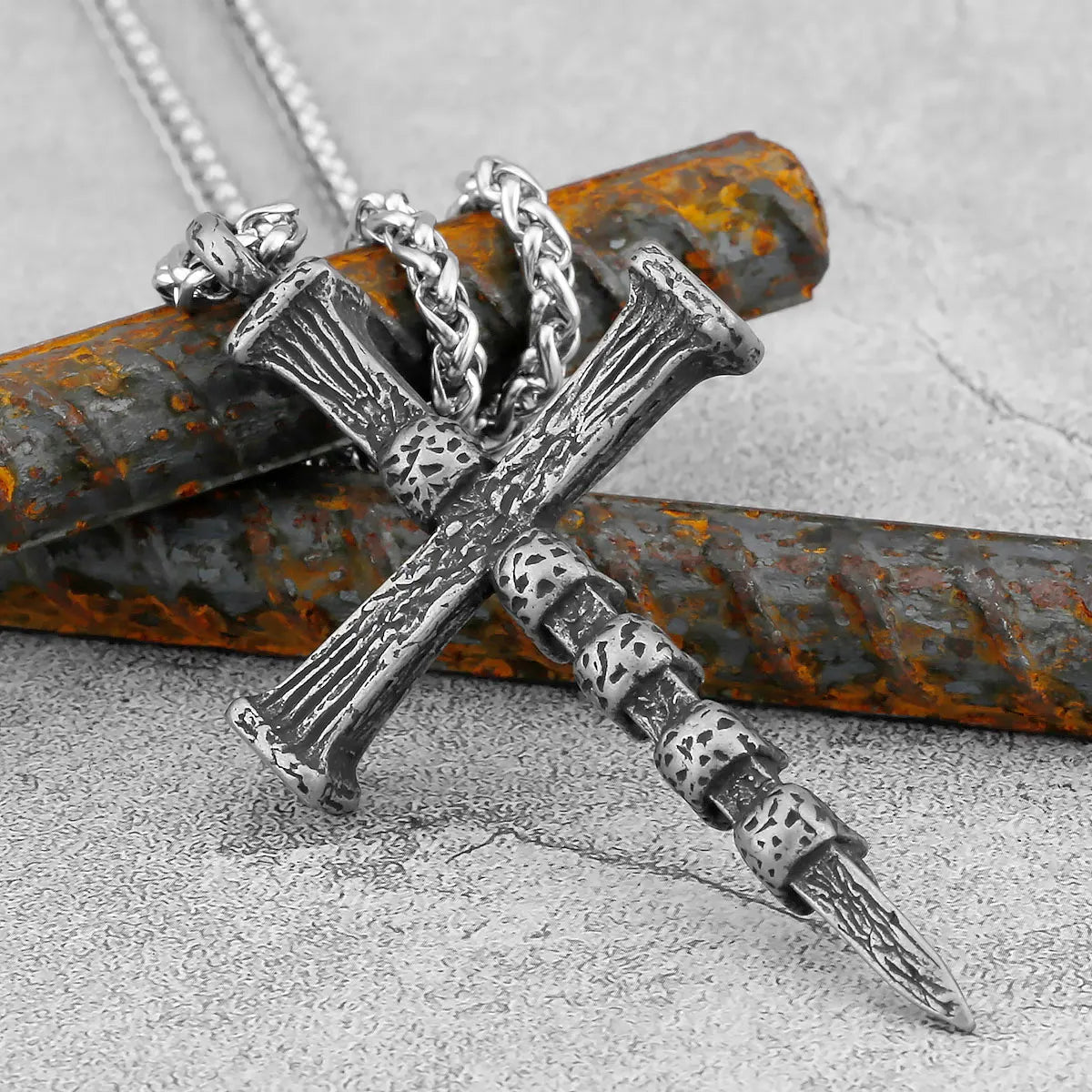 Hip Hop Fashion Stainless Steel Cross Skull Viking Necklace Nordic Religious Men's Odin Valknut Pendant Jewelry Necklace Star