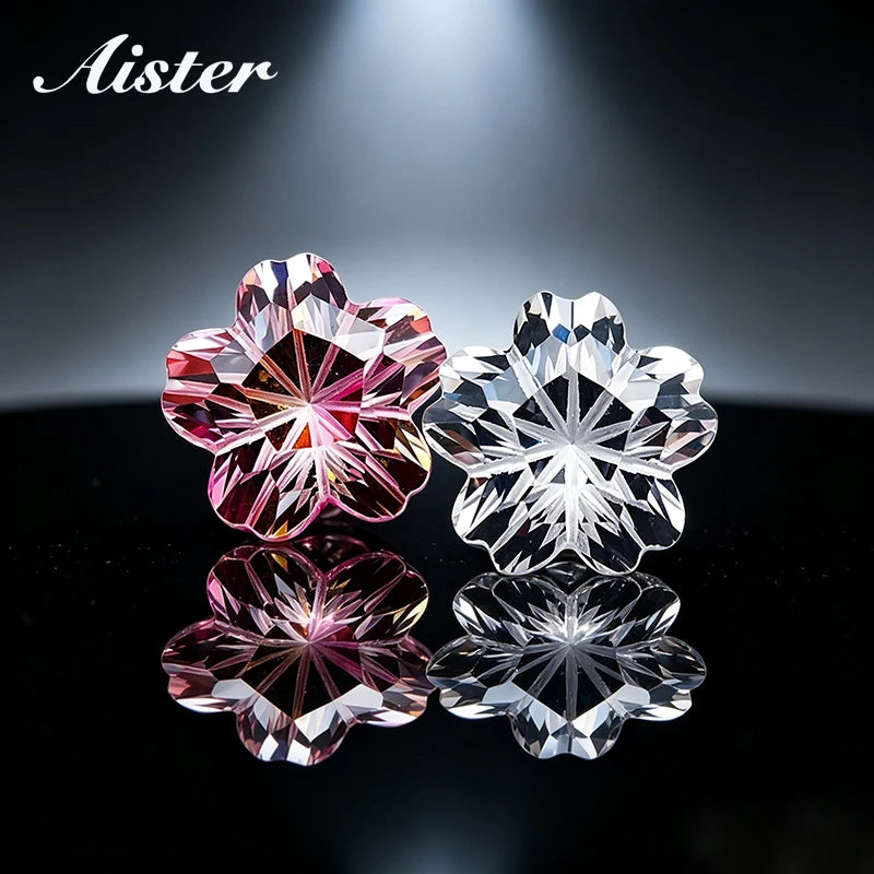 5A Pink White Colors Pentagon Sakura Cut Cut Cubic Zirconia Loose Gemstones for Jewerly Making