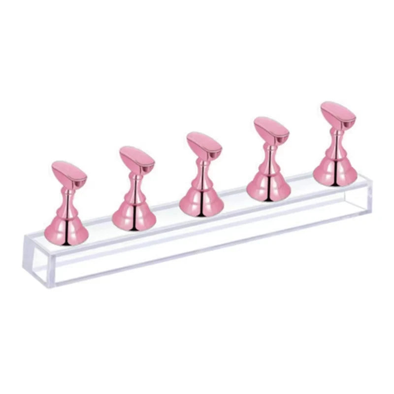 10/5Pcs Transparent Aurora Nail Stand Magnetic False Nail Tips Holder Press on Nails Display Rack Acrylic Nail Painting/Training