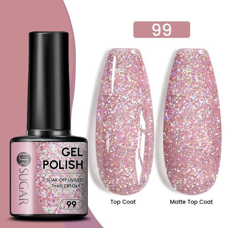 UR SUGAR 7.5ml Reflective Magnetic Gel Nail Polish Glitter Silver Pink Magnet Gel Soak Off UV LED Nail Manicure Varnish UV Gel