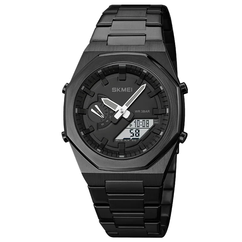 SKMEI Luxury Quartz Watch for Men Sport Stainless Steel Digital LED Display Waterproof Wristwatches Mens Clock Reloj Hombre 1816