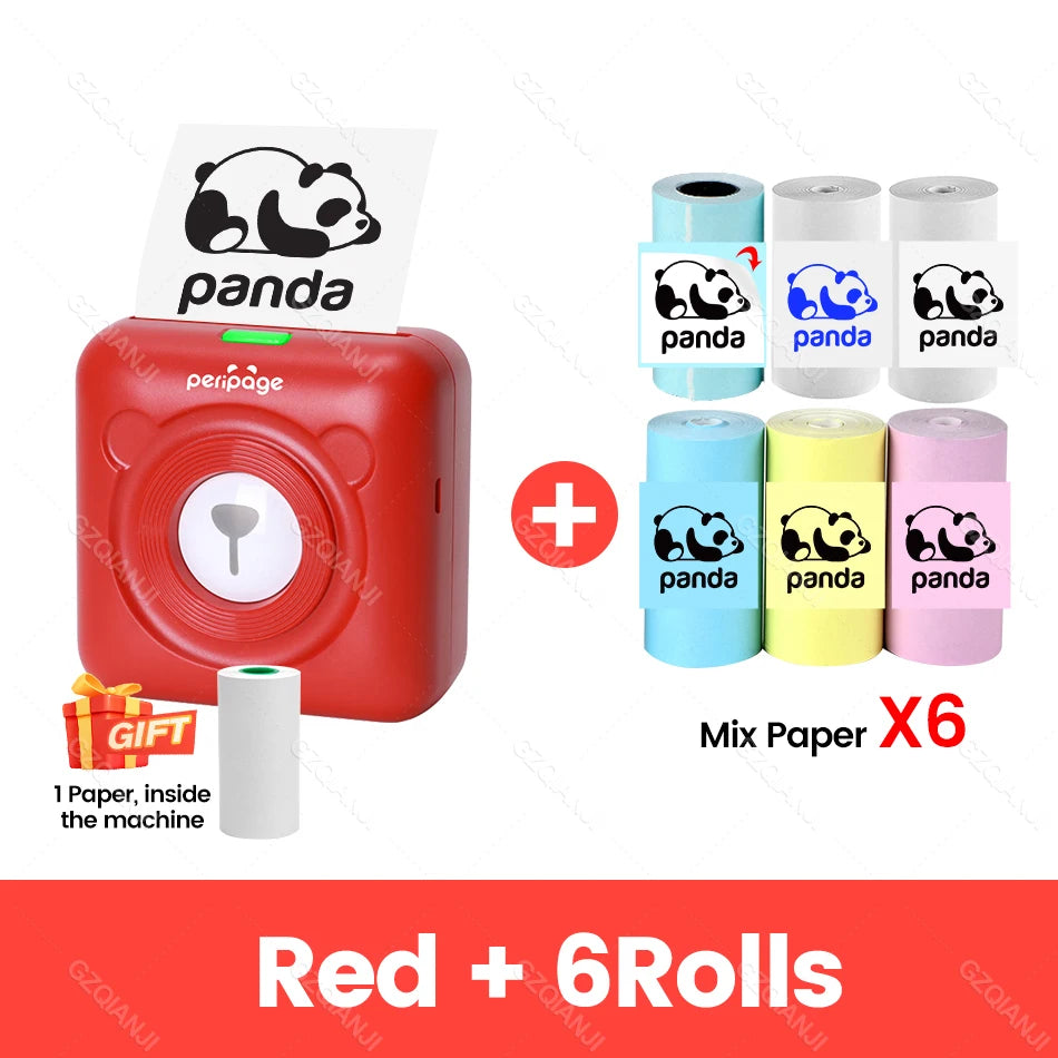 PeriPage A6 Mini Portable Thermal Printer Photo Pocket Label Sticker Printer Color Paper Roll 58mm Wireless Picture Print Maker