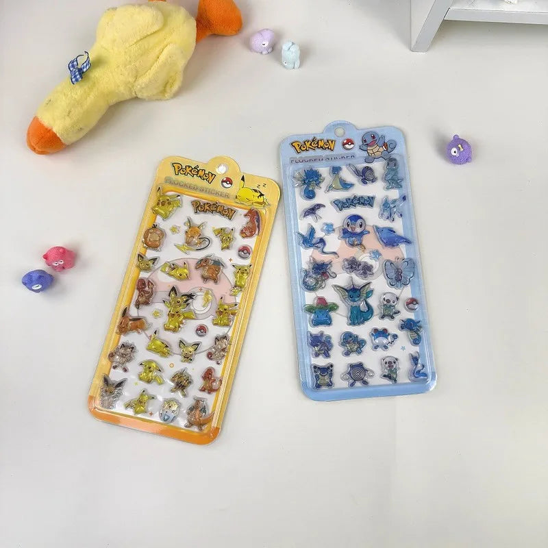 20/40pcs Pokemon 3D Solid Charmander Gengar Pikachu Crystal Cartoon Stickers Diy Phone Case Decor Sticker Toys For Children