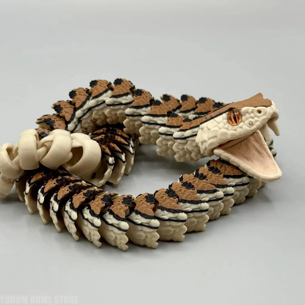 3D Printed Rattlesnake with Teeth Multi-jointed Movable Home Decor Kids Halloween Scare Desk Accessory Delicate Design