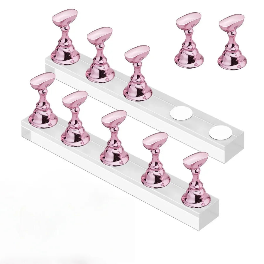1 Set 5Pcs Nail Art Display Stand With Clamp Base Nail Practice Holder Household Salon Beginner Manicure Supply