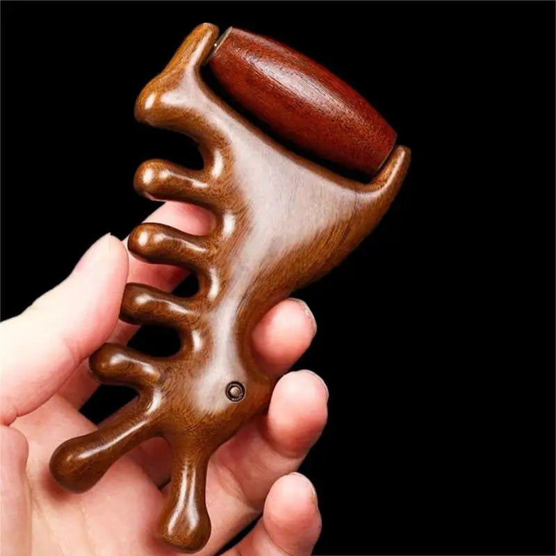 1Pcs Wood Massage Comb Head Meridian Scalp Combs Face Eye Shoulder Neck Scraping Treatment Hair Loss Anti-Static Wide Tooth Comb