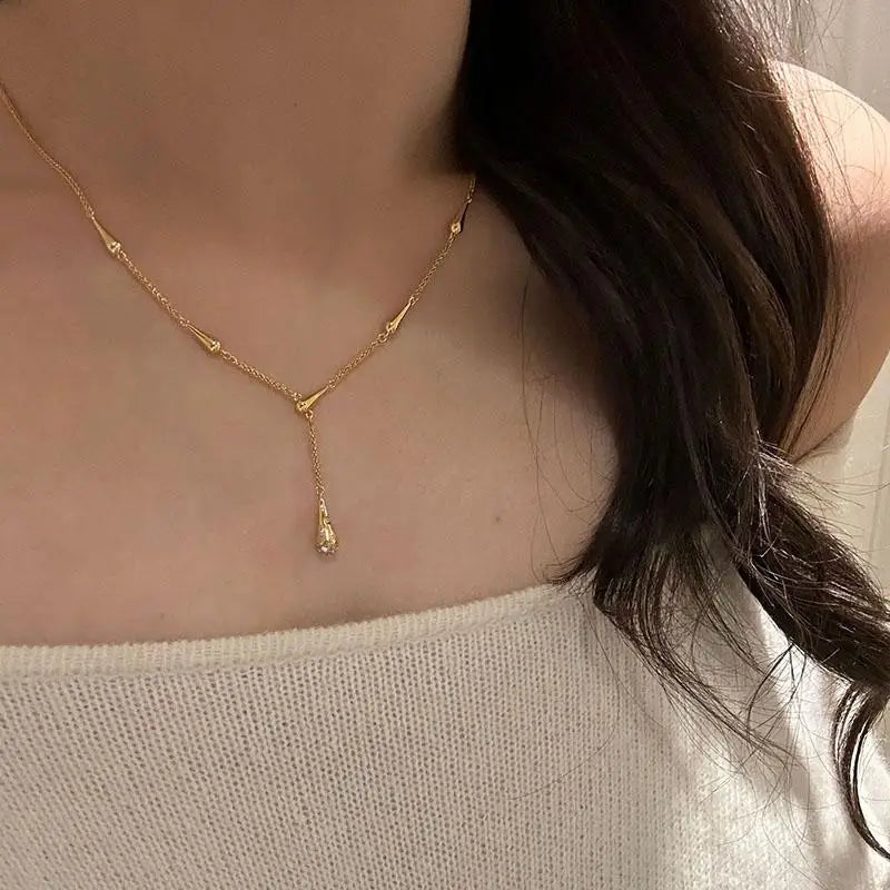 Simple New in Light Luxury Collarbone Chain Fashion Exquisite Tassel Pendant for women Style Wedding Fine Party Jewelry