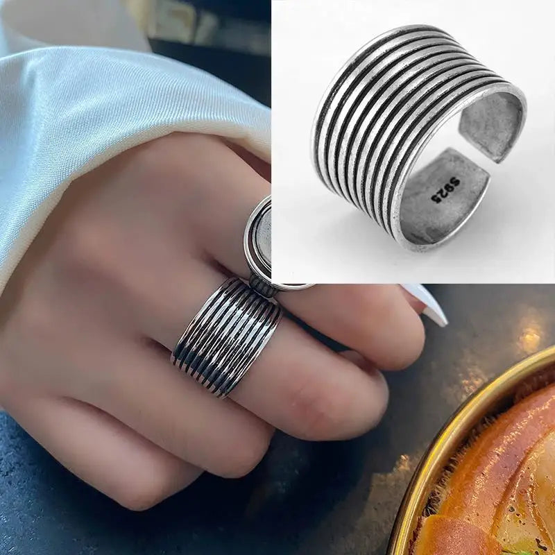 925 Sterling Silver Flower Geometry Ring For Women Girl Hollow Out Zircon Grace Wide Jewelry Gift Dropshipping