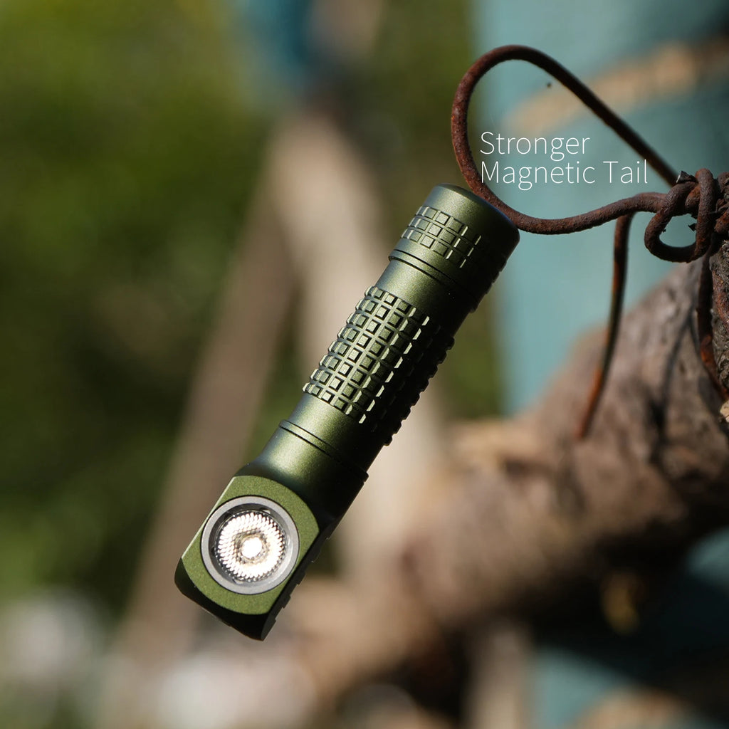 Mankerlight E02 III 560 Lumens Everyday Carry Angle Flashlight USB-C 10440 / AAA Flashlight with Reversable Clip, Magnet Base