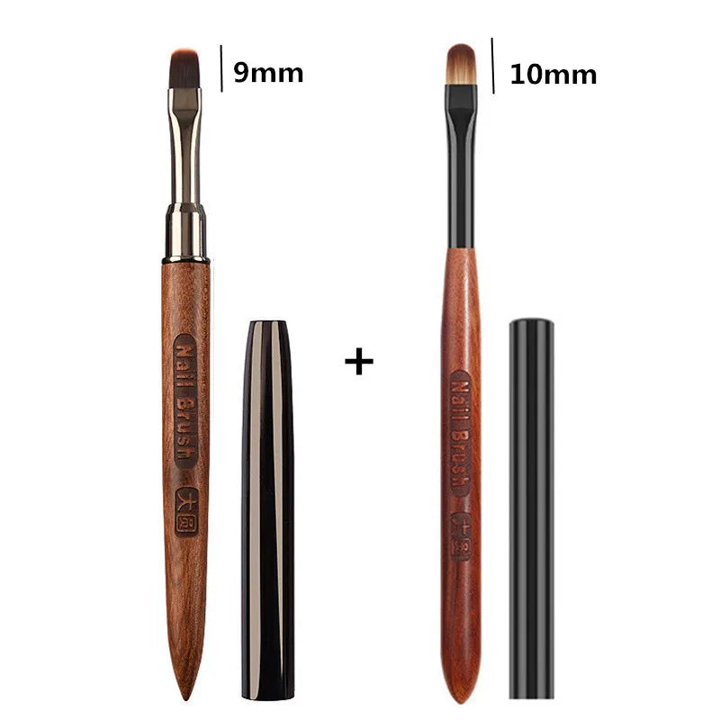 2PCS Sandalwood Handle Nail Drawing Brushes For Manicure Lines Painting Gradient UV GEL Extension Builder Drawing Pen