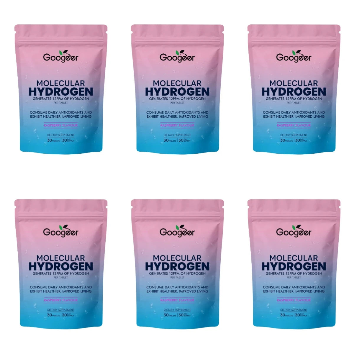 Molecular Hydrogen Tablets 12PPM Raspberry Flavor Magnesium Effervescent Supplement Antioxidant Daily Wellness Support 30Tablets