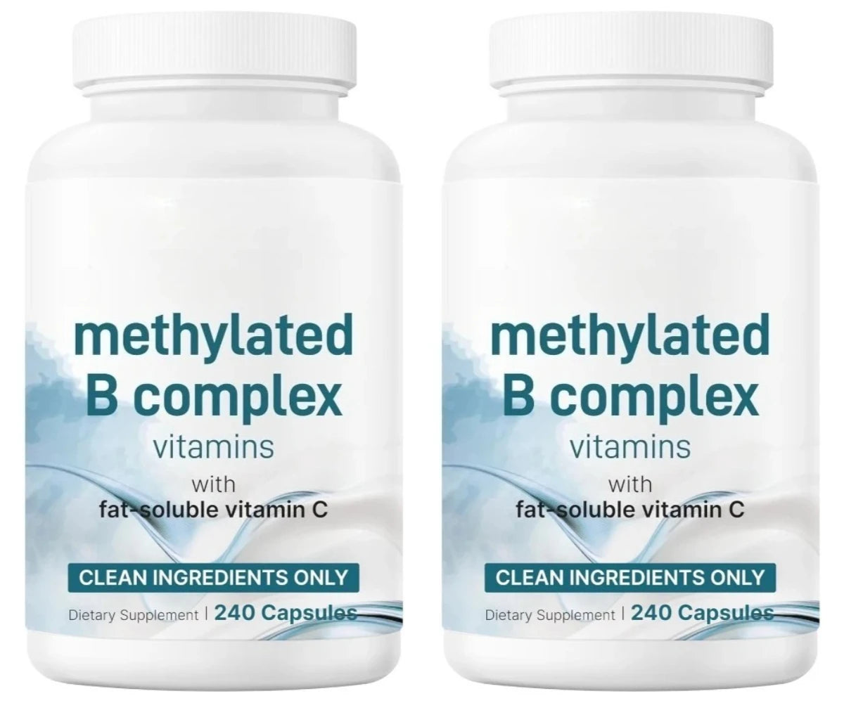 Methylated B Complex Capsule 240 Count Support Energy Generation & Neurological Health — Methylfolate B12,Thiamine and Vitamin C
