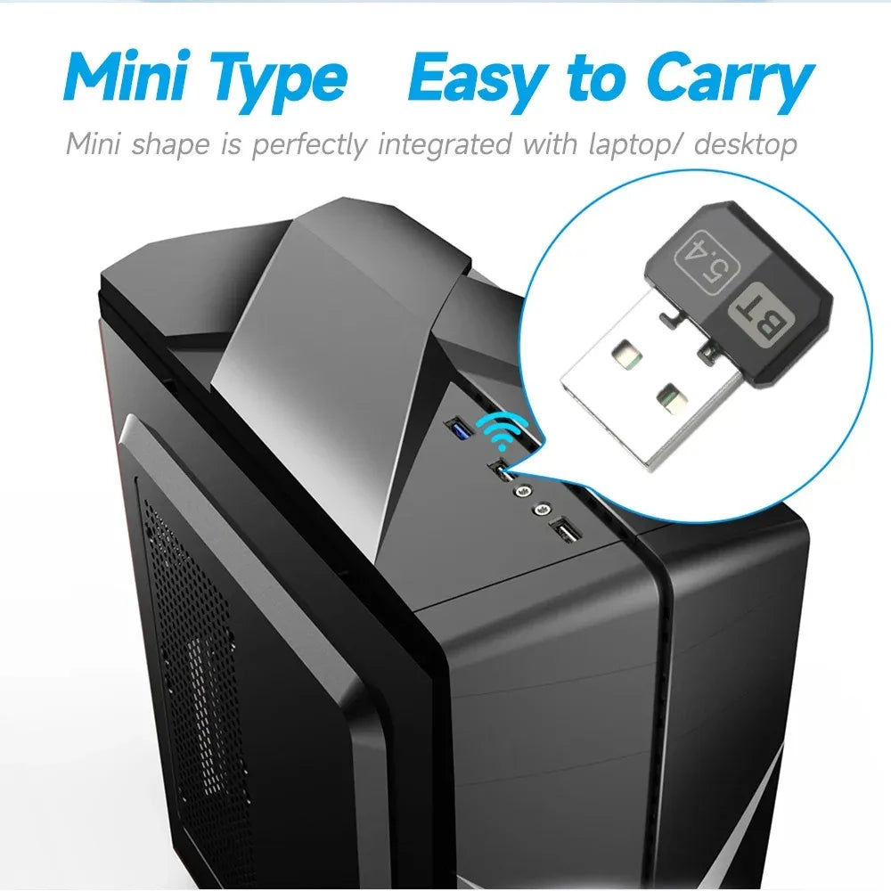 USB Bluetooth 5.4 5.3 Adapter WIreless Transmitter Receiver Audio Bluetooth For Bluetooth Adapter For Win8.1/10/11 Driver Free