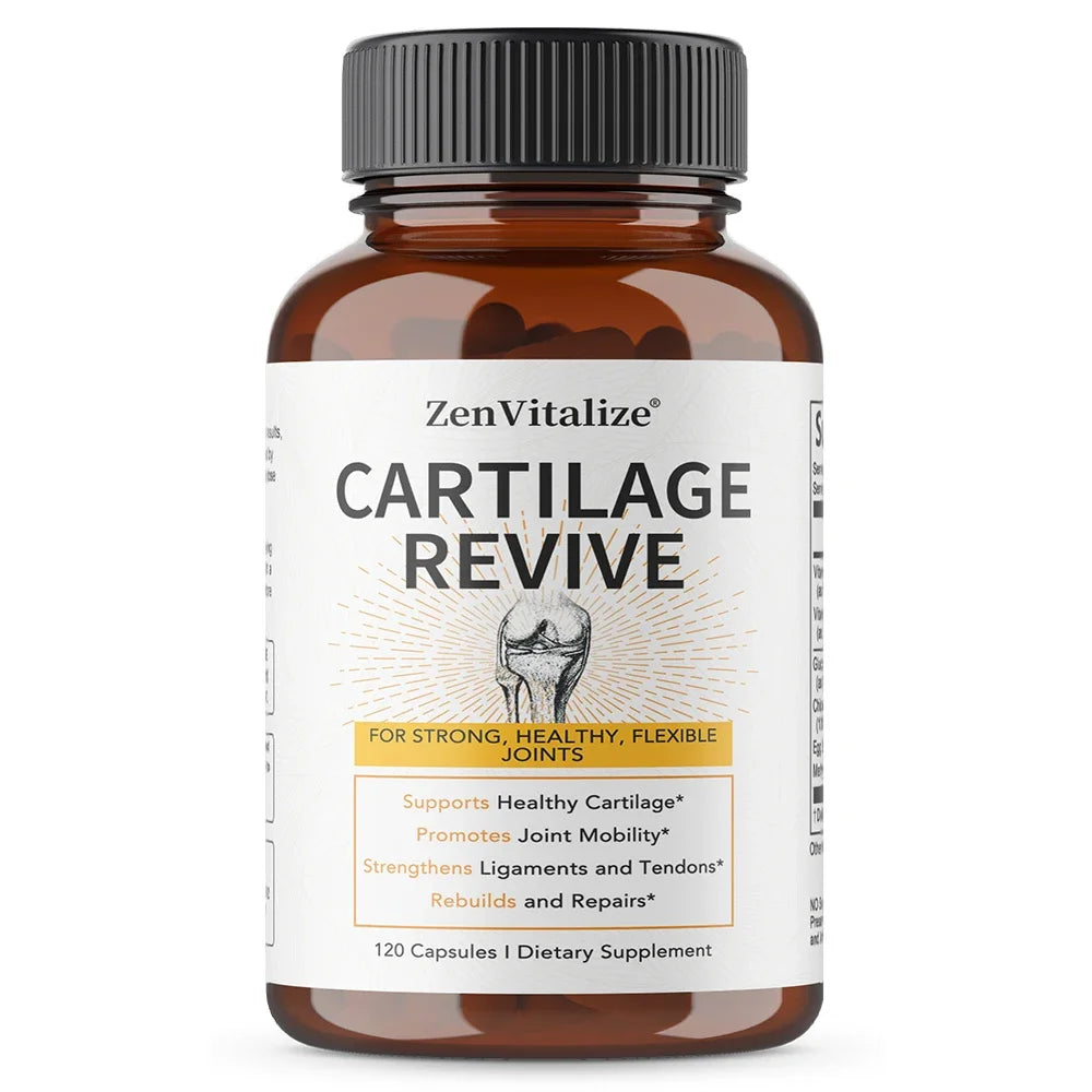 Cartilage Revive Supplement Capsules with Glucosamine, MSM, Vitamin D3, C - Joint Support, Antioxidant, Enhances Flexibility