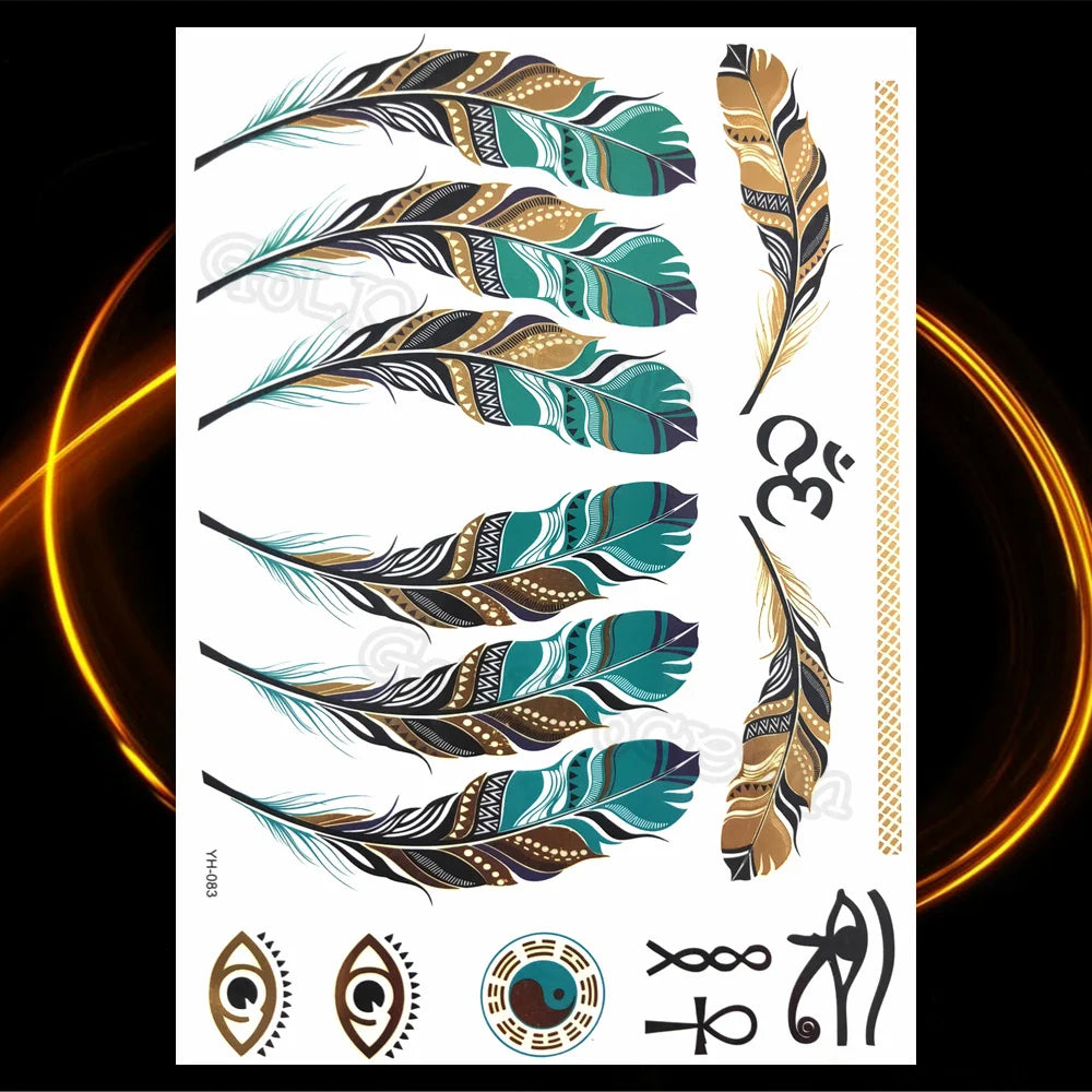 1PC Summer Style Men Women Body Art Gold Metallic Tattoo Sticker HYS-101 Chain Bracelet Fake Jewelry Waterproof Temporary Tattoo