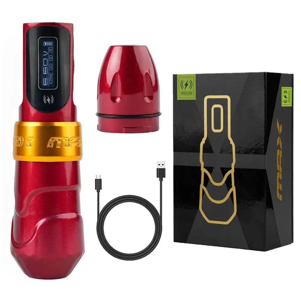 MAX Tattoo Machine Pen 4.0mm Stroke Professional Body Art Makeup Rechargeable LED Digital Display Battery Wireless Pen Machine