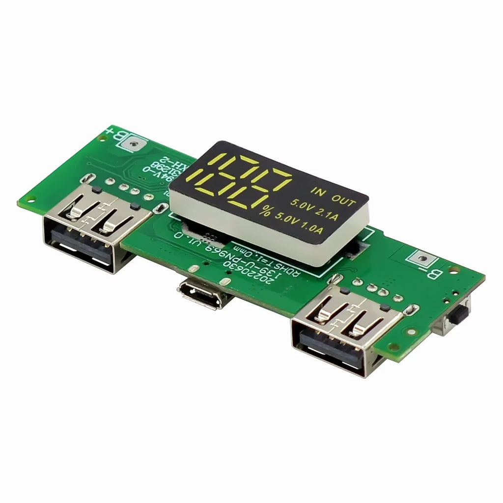 LED Dual USB 5V 2.4A Micro/Type-C USB Mobile Power Bank 18650 Charging Module Lithium Battery Charger Board Circuit Protection