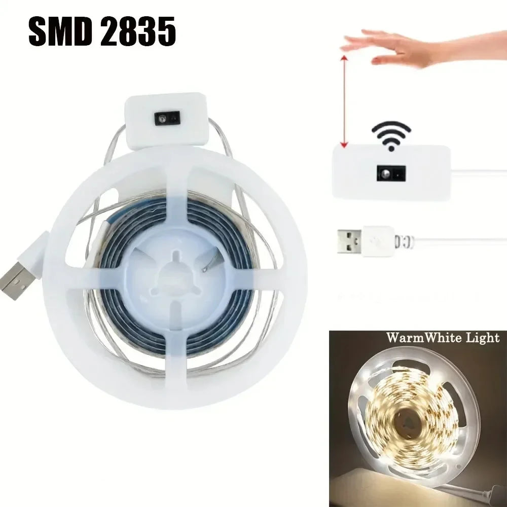 Smart USB Led Strip Light SMD2835 5V Motion Sensor Hand Scan ON OFF Control Backlight Tape for TV Kitchen Cabinet Wardrobe