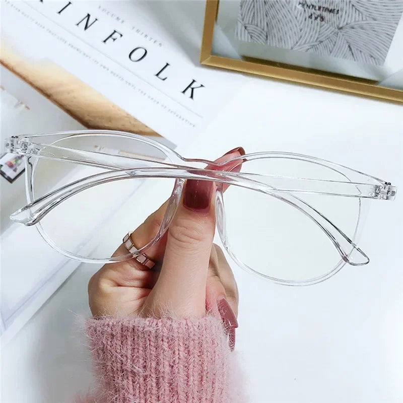 Transparent Computer Plano Glasses Round Frame for Women Men Anti Blue Light Clear Eyewear Blocking Optical Spectacle Eyeglasses