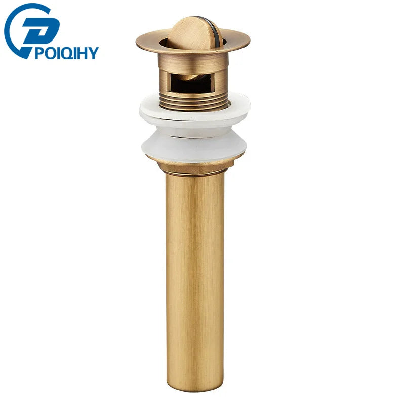 Antique Brass Pop Up Drain Bathroom Sink Push Down Pop Up Stopper Drain Washbasin Accessoires Plug Cover Waste Pipe Drainer