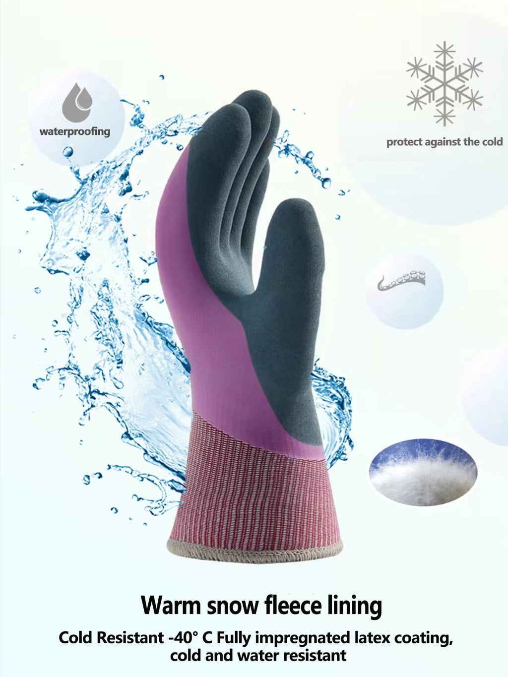 -40°C Thickened Work Gloves Waterproof Windproof Coldproof Full Finger Gloves Winter Padded Outdoor Riding Gloves