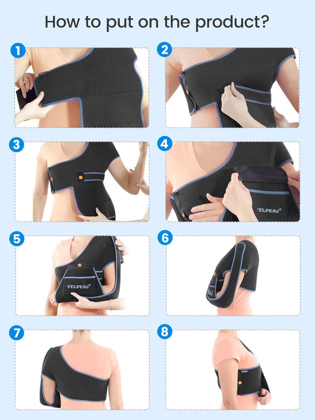 VELPEAU Breathable Shoulder Sling for Arm Fracture Dislocation and Rotator Cuff Tear, Shoulder Immobilizer for Both Arms