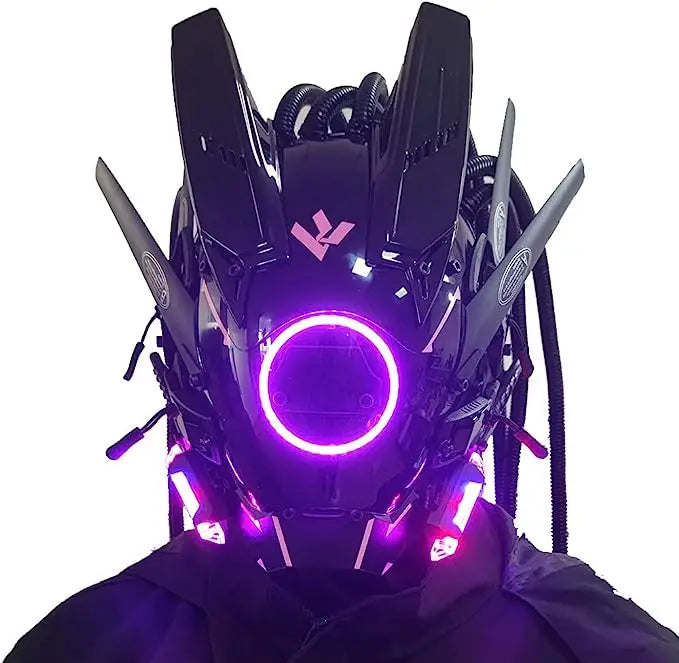 Cyber punk Mask LED Hairstyle Braid Halloween Christmas Role Playing Helmet Party Adult Gift ﻿